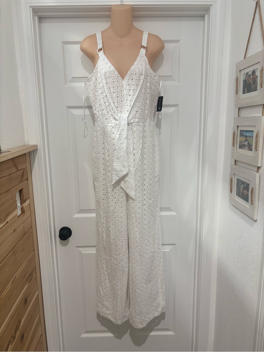 Brand new White Eyelet Tie-Front Jumpsuit